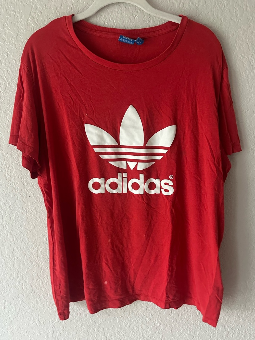 Adidas Originals Trefoil Logo T-Shirt - Red Casual Crewneck - Size Large